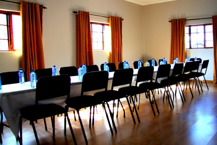 22-seat conference room set up for a meeting