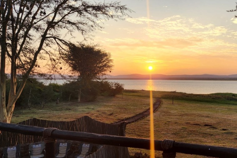 Sunset over Lake Jozini from the lodge deck
